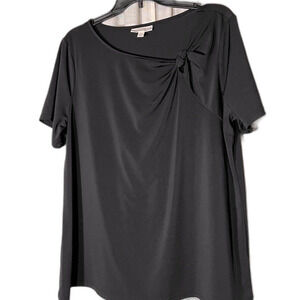 Dana Buchman blouse side tie neck size XL black short sleeve